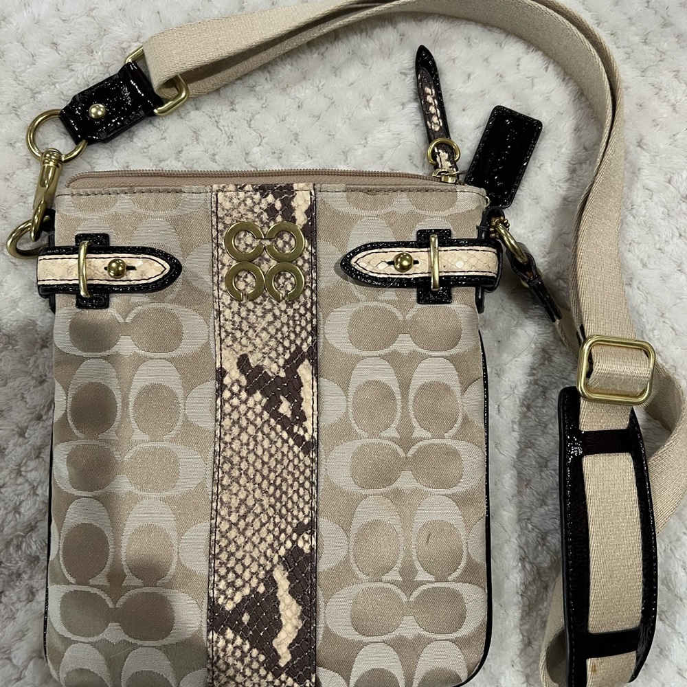 Coach Beige and BrownCrossbody Bag
